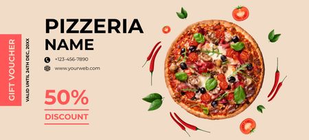 Ontwerpsjabloon van Coupon 3.75x8.25in van Aankondiging pizzakorting op roze