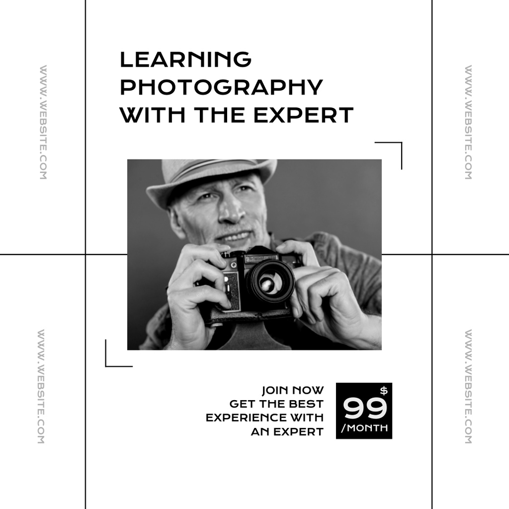 Learning Photography With Expert For Seniors Instagram Šablona návrhu