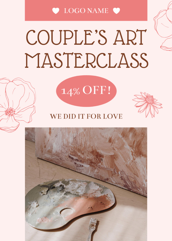 Couple Art Masterclass on Valentine's Day Flayer Πρότυπο σχεδίασης