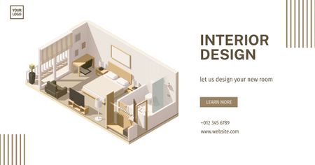 Designvorlage Anzeige von Interior Design für Schlafzimmer für Facebook AD