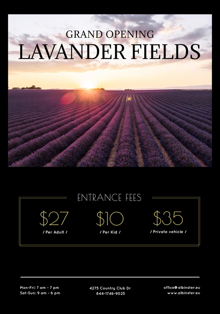 Sunset in Lavender Field Poster 28x40in Design Template