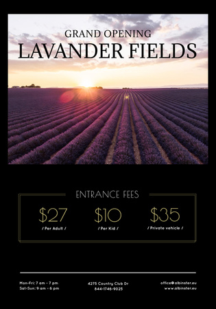 Sunset in Lavender Field Poster 28x40in Πρότυπο σχεδίασης