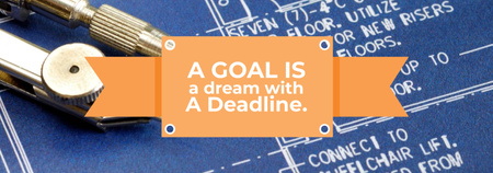 Platilla de diseño Goal Motivational Quote Blueprints and Compass Tumblr