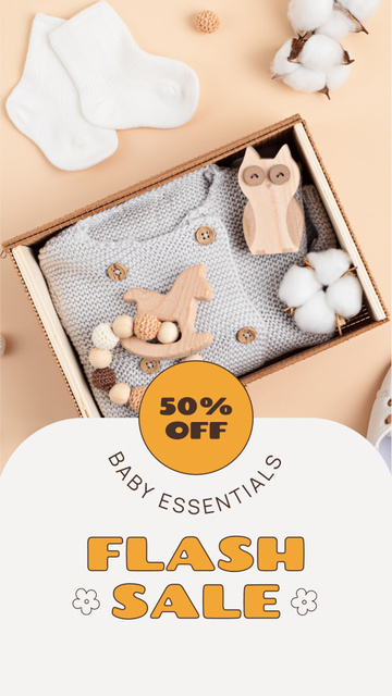 Szablon projektu Flash Sale Of Baby Essentials At Half Price Instagram Video Story