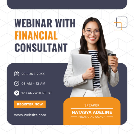 Ad of Webinar with Financial Consultant LinkedIn post Design Template