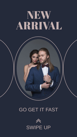New Collection Ad with Woman with Handsome Man wearing Suit Instagram Story Design Template