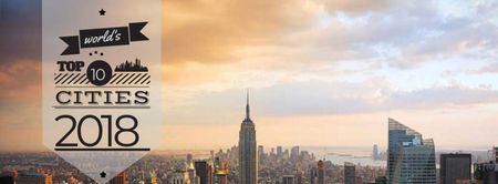 World's top cities with big city landscape Facebook cover Design Template