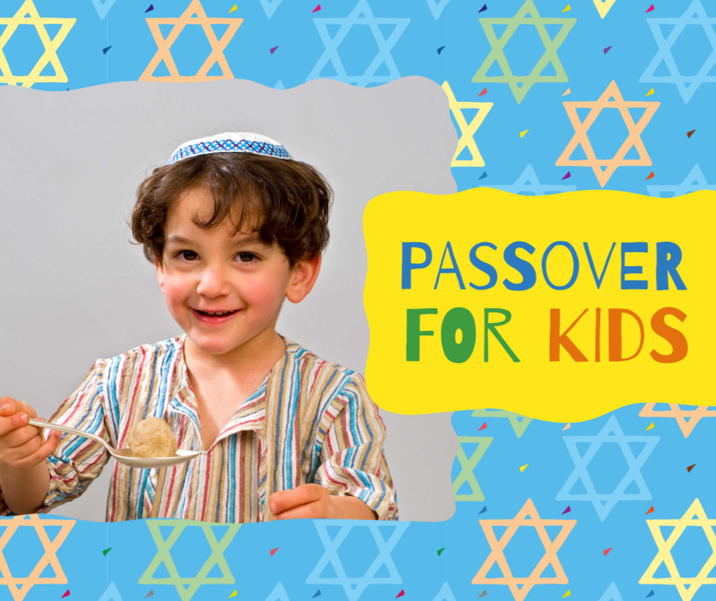 Boy having Passover dinner Facebook Design Template