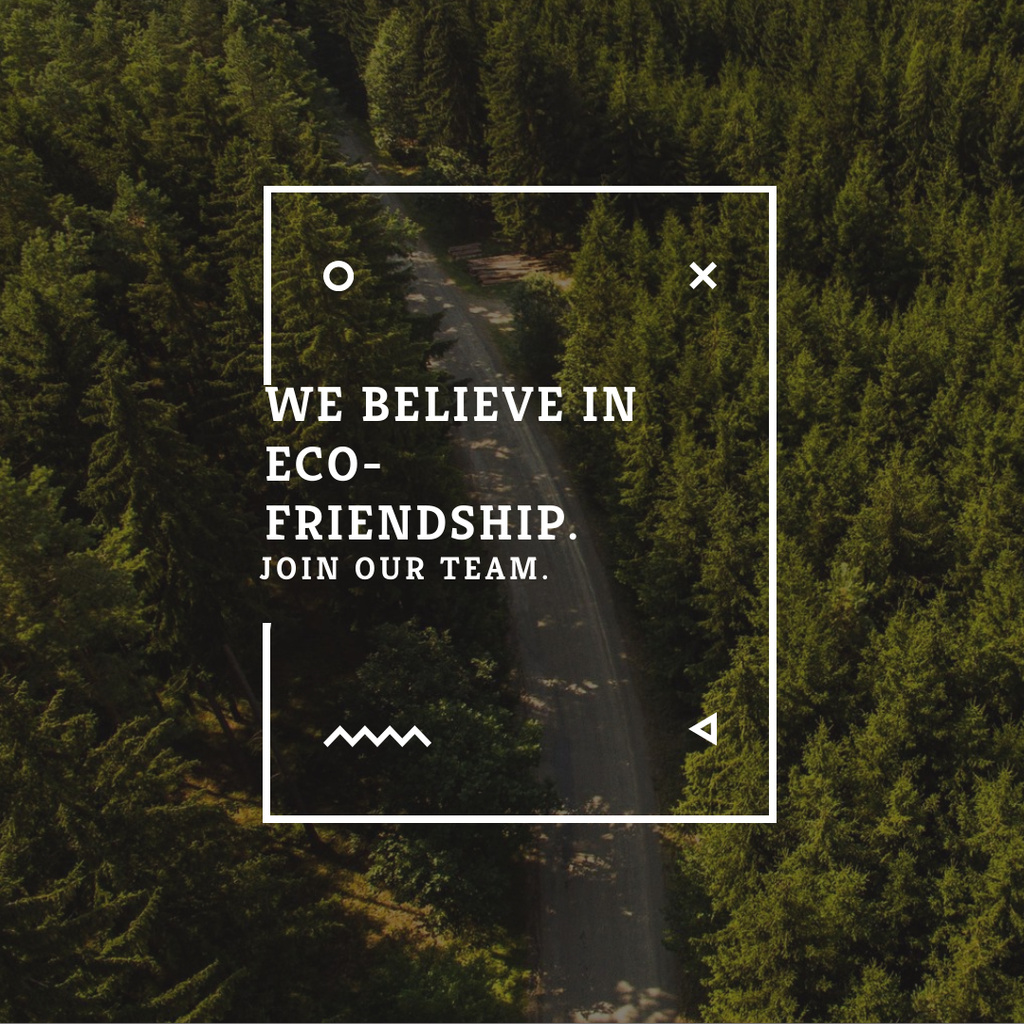 Ecology Quote with Forest Road View Instagram AD – шаблон для дизайну