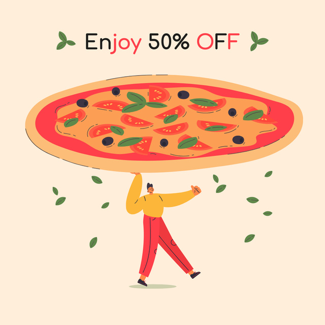 Pizzeria offer with Giant Pizza Instagram AD Tasarım Şablonu