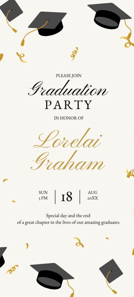 Graduation Party Announcement with Mortarboards Invitation 9.5x21cm – шаблон для дизайна