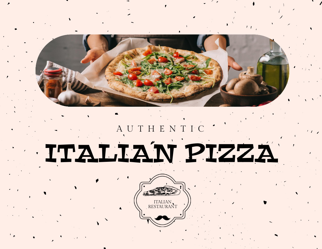 Appetizing Authentic Italian Pizza Offer Flyer 8.5x11in Horizontal Design Template