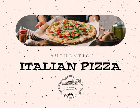 Delicious Authentic Italian Pizza Offer Flyer 8.5x11in Horizontal Design Template