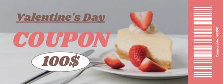 Valentine's Day Gift Voucher with Delicious Cheesecake Coupon Design Template