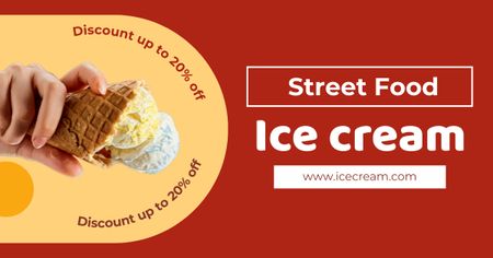Street Food Ad with Yummy Ice Cream Facebook AD Design Template