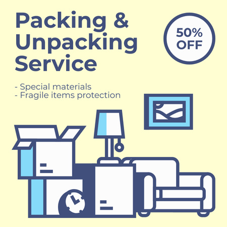 Packing and Unpacking Services for Moving Stuff Instagram AD Design Template