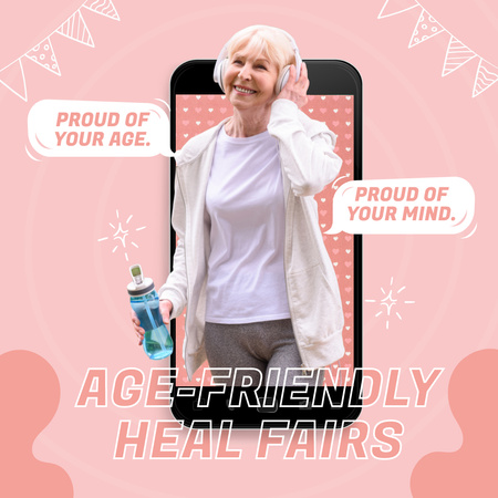 Designvorlage Age-friendly Heal Fairs With Quotes für Instagram