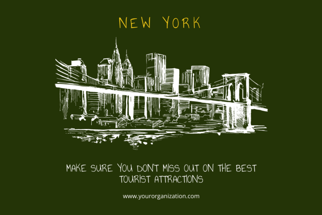 Tour to New York Postcard 4x6in Šablona návrhu