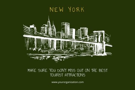 Tour to New York Postcard 4x6in Design Template