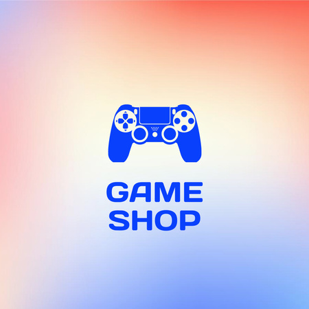 Gaming Club Ad with Gamepad on Bright Gradient Logo 1080x1080px Design Template