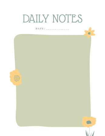 Daily Planner with Yellow Flowers Notepad 107x139mm Design Template