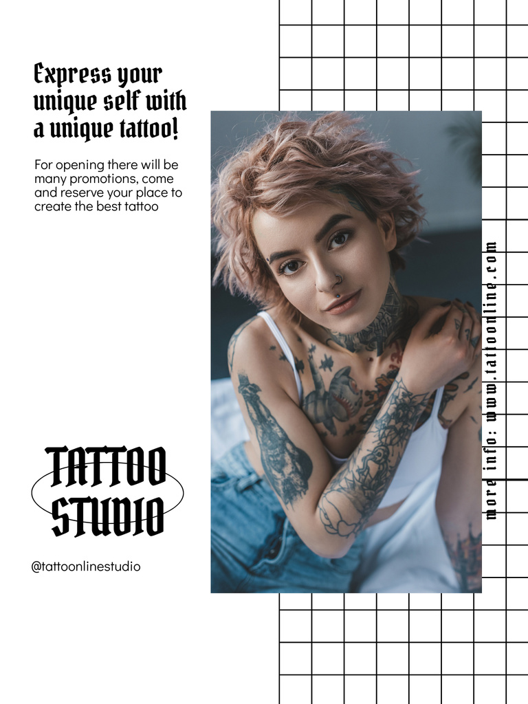 Plantilla de diseño de Expressing Yourself With Tattoo Studio Service Poster US 