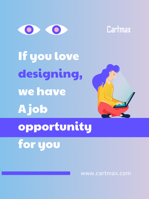 Template di design Advertisement for Hiring Designer with Girl with Laptop Poster US