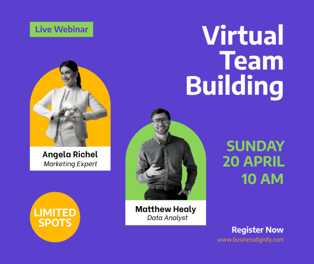 Virtual Team Building Event Announcement Facebookデザインテンプレート