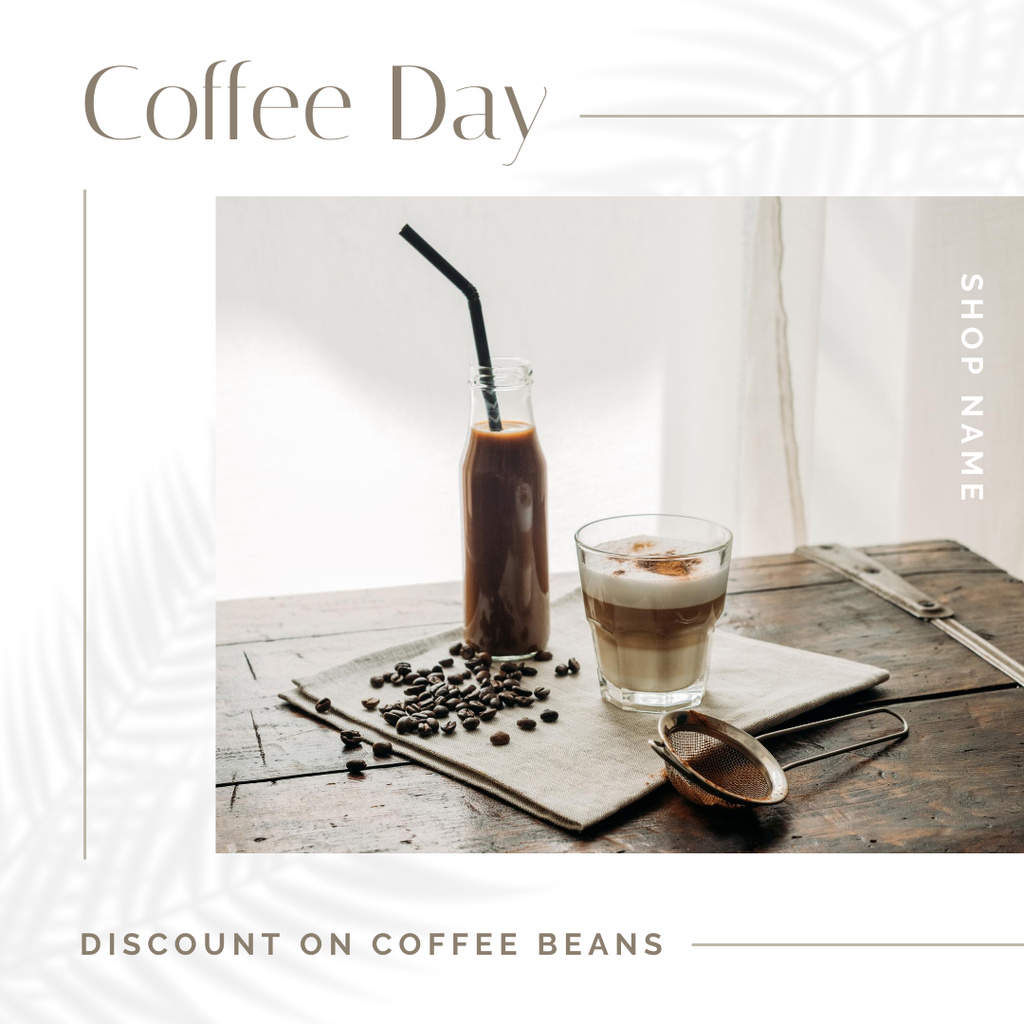 Coffee Shop Promotion with Discount  Instagram Πρότυπο σχεδίασης