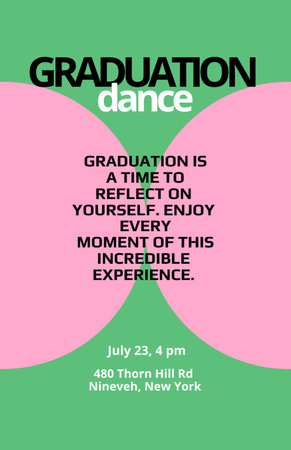 Graduation Party Announcement on Green and Pink Invitation 5.5x8.5in Design Template