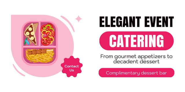 Desserts and Snacks for Elegant Events Twitter Design Template