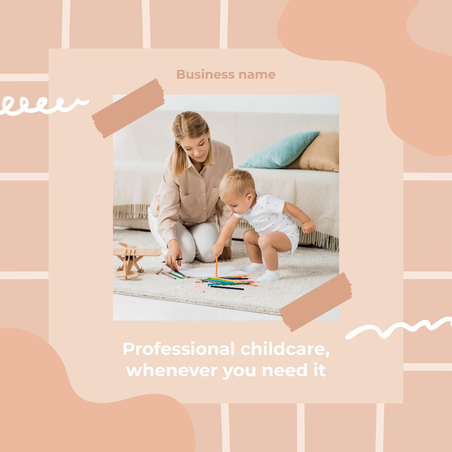 Babysitter Plays with Little Child Instagram – шаблон для дизайну