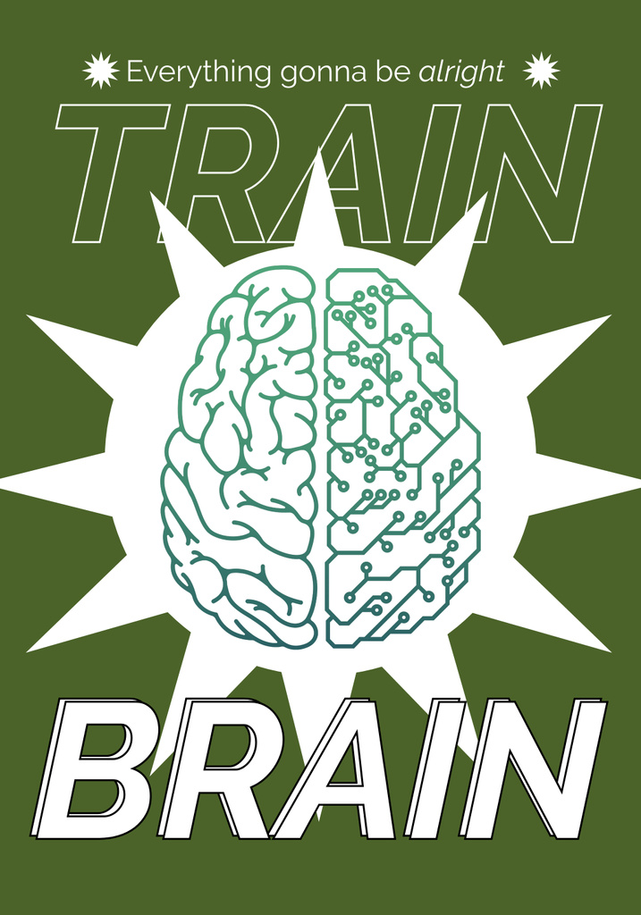 Plantilla de diseño de Inspiration with Illustration of Brain Poster 28x40in 
