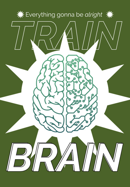 Inspiration with Illustration of Brain Poster 28x40in Šablona návrhu
