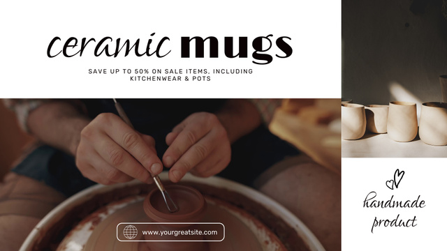 Platilla de diseño Ceramic Handmade Mugs And Kitchenware Sale Offer Full HD video