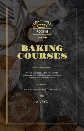 Baking Courses Ad with Fresh Loaf of Bread Flyer 5.5x8.5in Design Template