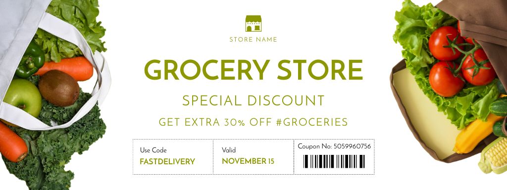 Special Grocery Store Discount on Vegetables Couponデザインテンプレート
