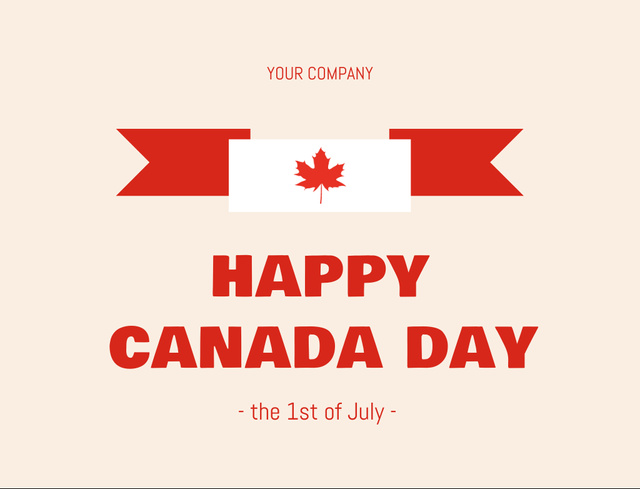 Simple Announcement of Canada Day Celebration with Flag Postcard 4.2x5.5in – шаблон для дизайну