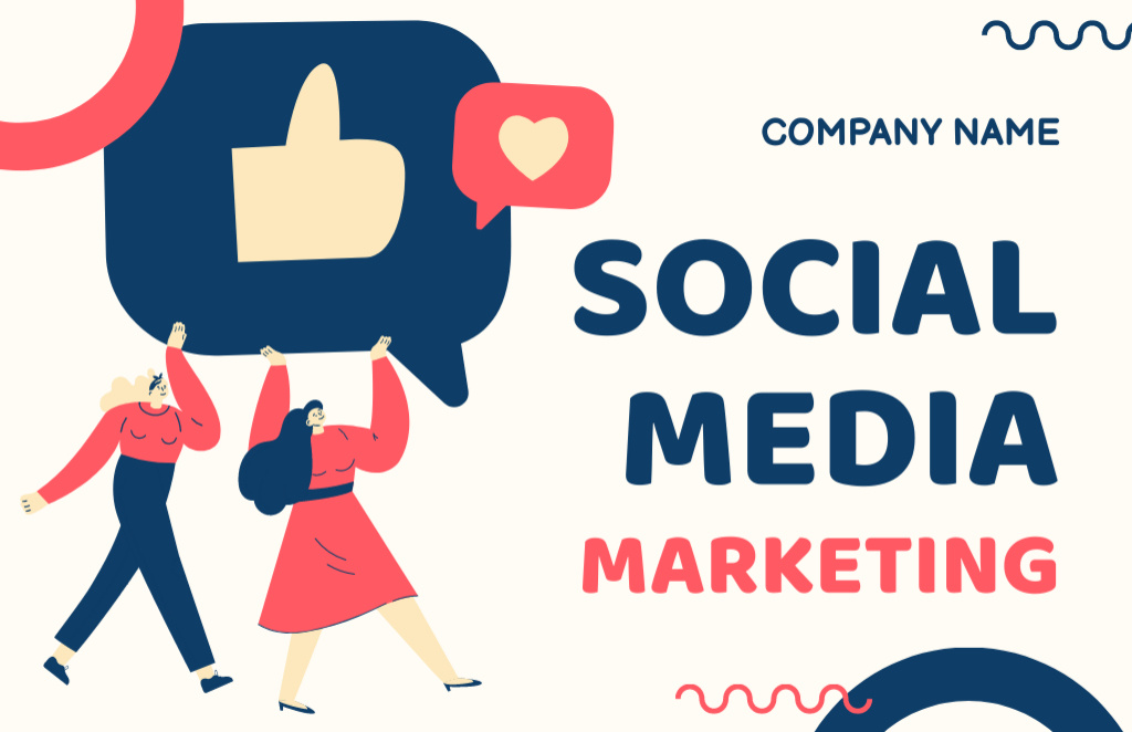 Engaging Social Media Marketing Services Promotion Business Card 85x55mm Πρότυπο σχεδίασης