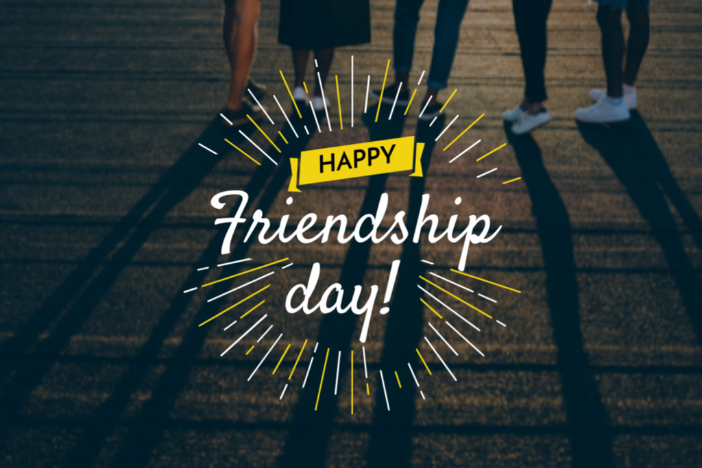 Friendship Day Greeting Young People Together Postcard 4x6in Design Template