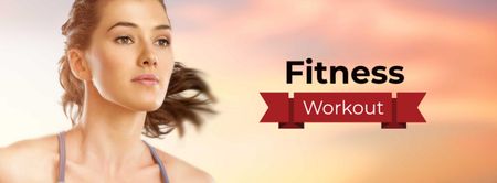 Fitness Workout Offer with Girl running Facebook cover Design Template
