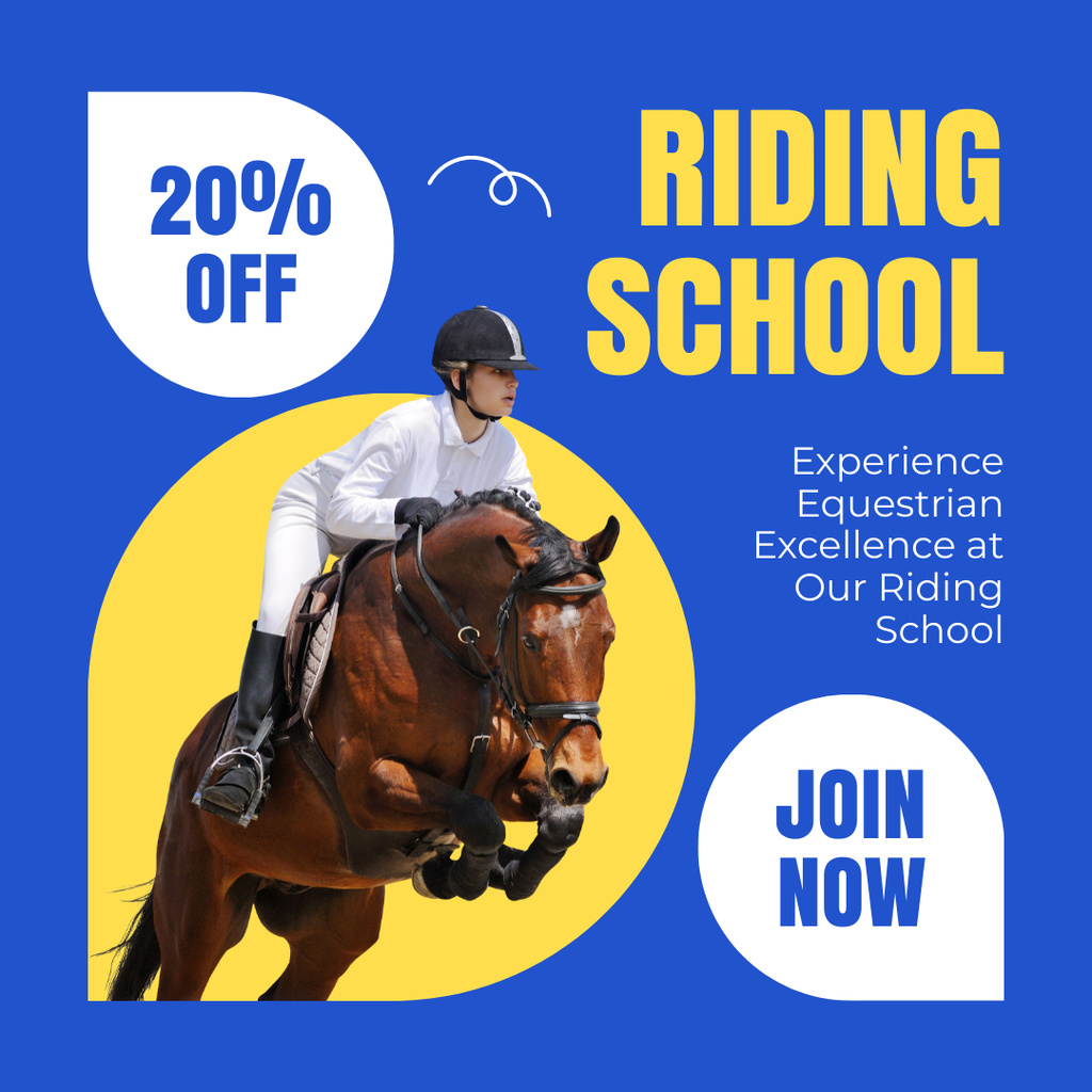 Discount on Lessons at Professional Riding School Instagram AD Tasarım Şablonu
