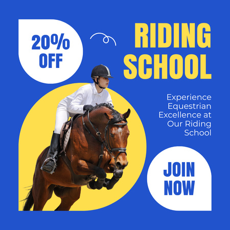 Discount on Lessons at Professional Riding School Instagram AD Design Template