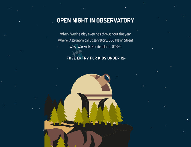 Observatory Event Announcement In Night Invitation 13.9x10.7cm Horizontal Design Template