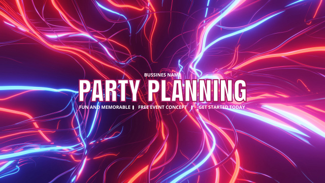 Event Party Planning Services with Bright Neon Lights Youtube Design Template