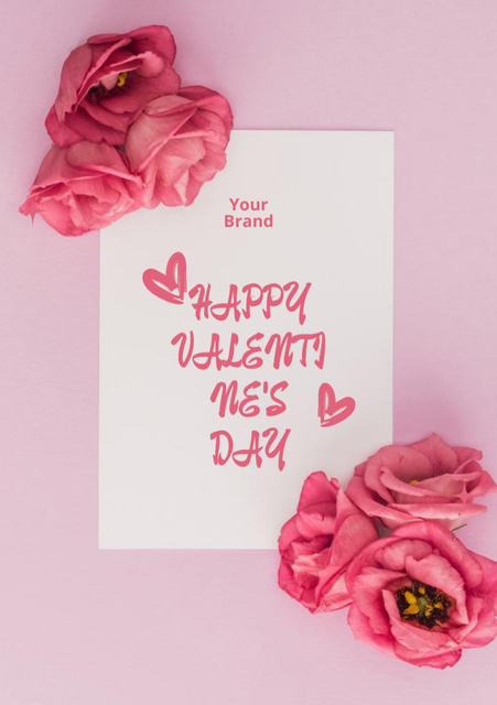 Platilla de diseño Happy Valentine's Day With Flowers Composition Postcard A5 Vertical