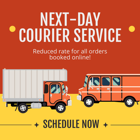 Next-Day Courier Services Promotion on Red Instagram Design Template