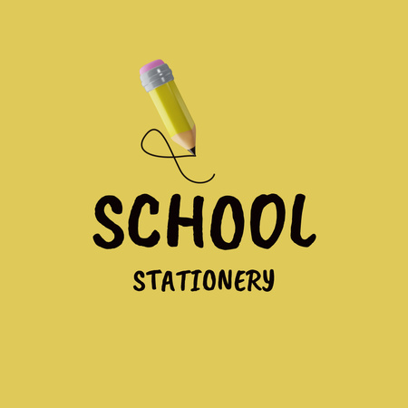 School Stationery Promo Ad in Yellow Animated Logo Design Template