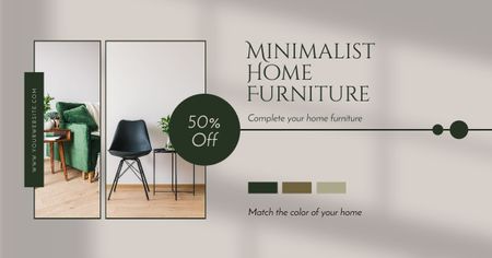 Designvorlage Discount on Minimalistic Home Furniture für Facebook AD