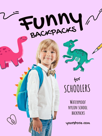 Szablon projektu Funny Backpacks for School Poster US